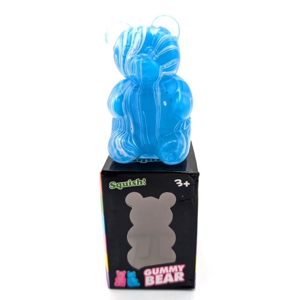 blue and white marble mini Gummy Bear Tactile firm Squeeze sensory Toy Squishy